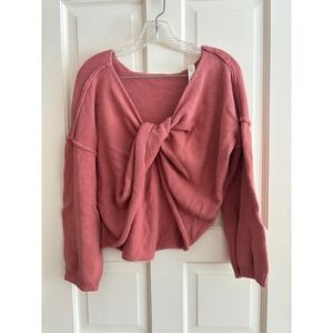 Urban Outfitters Pink Knit Twist knot back Long Sleeve Sweater Top Womens Small